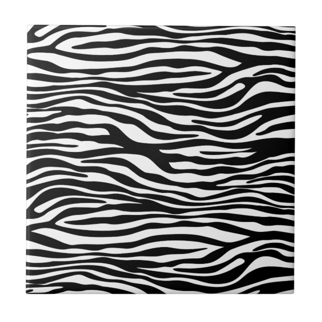 Zebra Print, Zebrastreifen, schwarz und weiß Fliese (Vorderseite)