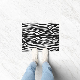 Zebra Print, Zebrastreifen, schwarz und weiß Fußmatte