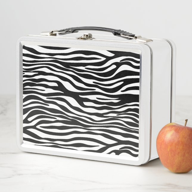 Zebra Print, Zebrastreifen, schwarz und weiß Metall Brotdose (Beispiel)