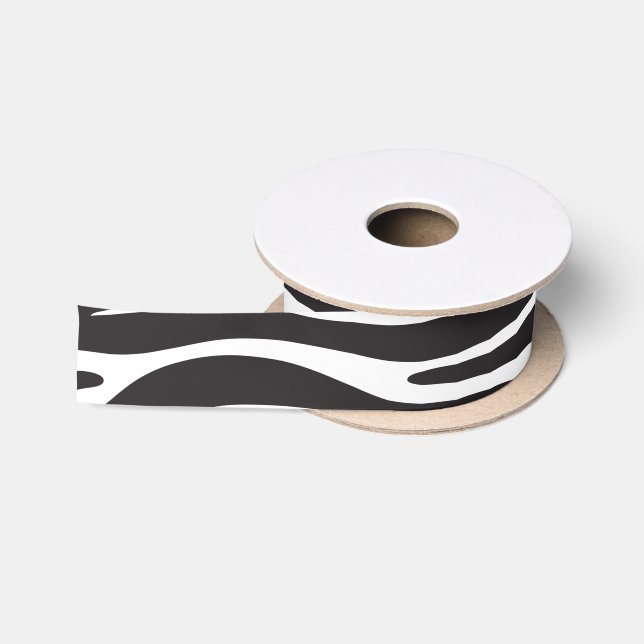 Zebra Print, Zebrastreifen, schwarz und weiß Satinband (Spule)