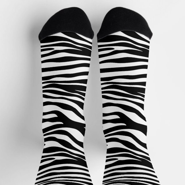 Zebra Print, Zebrastreifen, schwarz und weiß Socken (Oben)