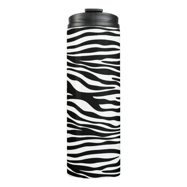 Zebra Print, Zebrastreifen, schwarz und weiß Thermosbecher (Vorderseite)