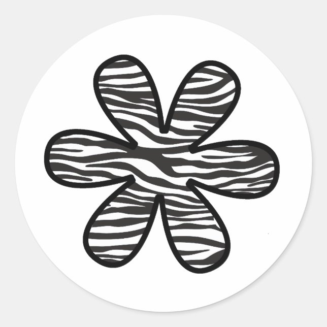 Zebra Print, Zebrastreifen, Tierdruck, Blume Runder Aufkleber (Vorderseite)