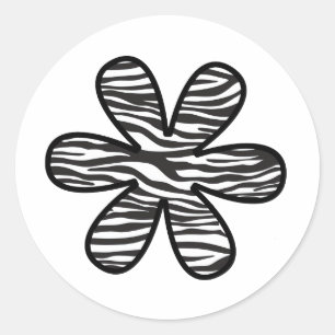 Zebra Print, Zebrastreifen, Tierdruck, Blume Runder Aufkleber