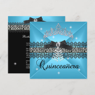 Zebra Quinceanera 15. Geburtstagsparty Aquamarin B Einladung