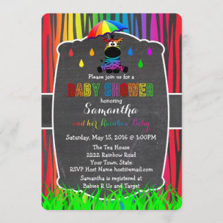 Zebra Rainbow Baby Shower Einladung