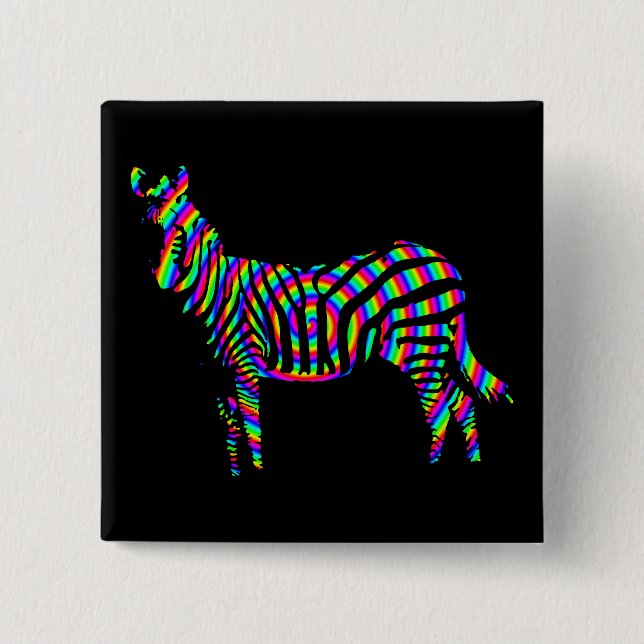 Zebra Rainbow Silhouette Button Abzeichen Button (Vorderseite)