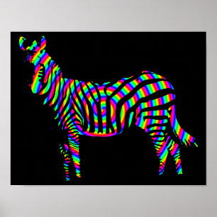 Zebra Rainbow Silhouette Plakatzeichen Poster