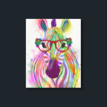 Zebra Rainbow Splash Leinwanddruck<br><div class="desc">Dieses Aquarellbild zeichnet sich durch ein farbenfrohes Zebraportrait in orangefarbenen Blume aus | Von Fab Funky. Bild-ID: 192221D</div>