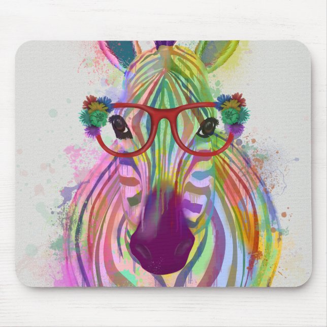 Zebra Rainbow Splash Mousepad (Vorne)