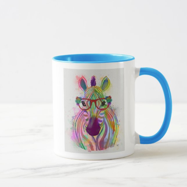 Zebra Rainbow Splash Tasse (Rechts)