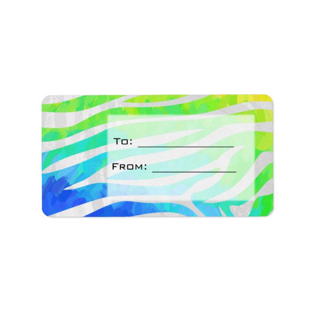 Zebra Rainbow und White Print Adressaufkleber (Vorne)
