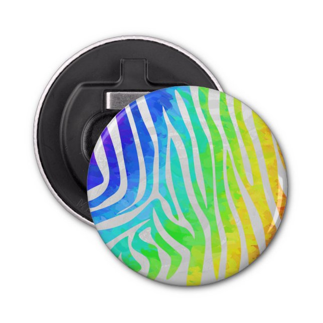 Zebra Rainbow und White Print Flaschenöffner (Vorderseite)