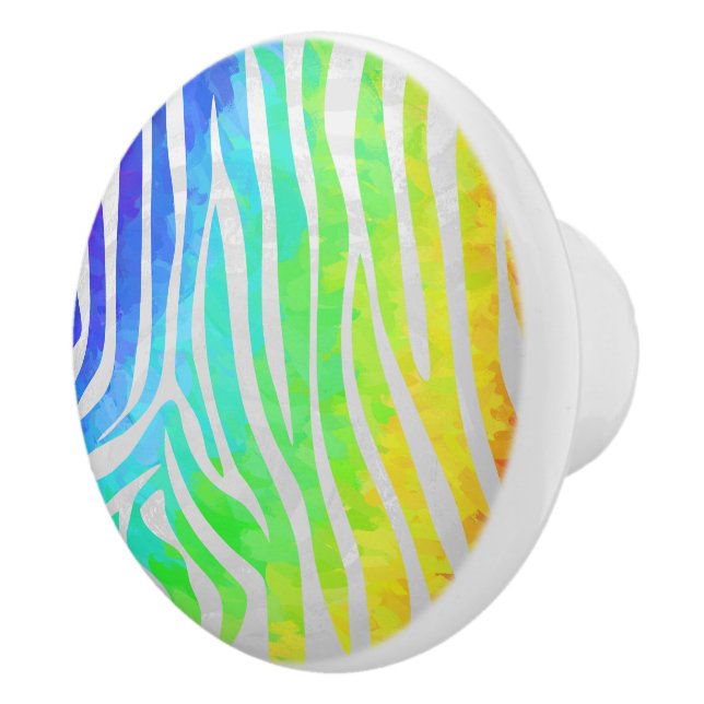 Zebra Rainbow und White Print Keramikknauf (Rechts)