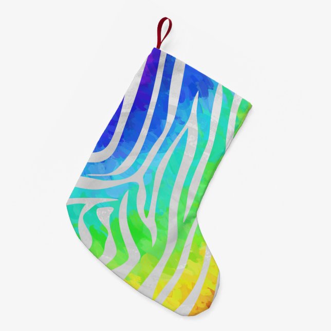 Zebra Rainbow und White Print Kleiner Weihnachtsstrumpf (Vorderansicht (hängend))