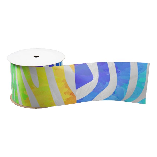 Zebra Rainbow und White Print Satinband (Spule)