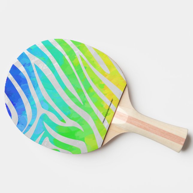 Zebra Rainbow und White Print Tischtennis Schläger (Seitenansicht)