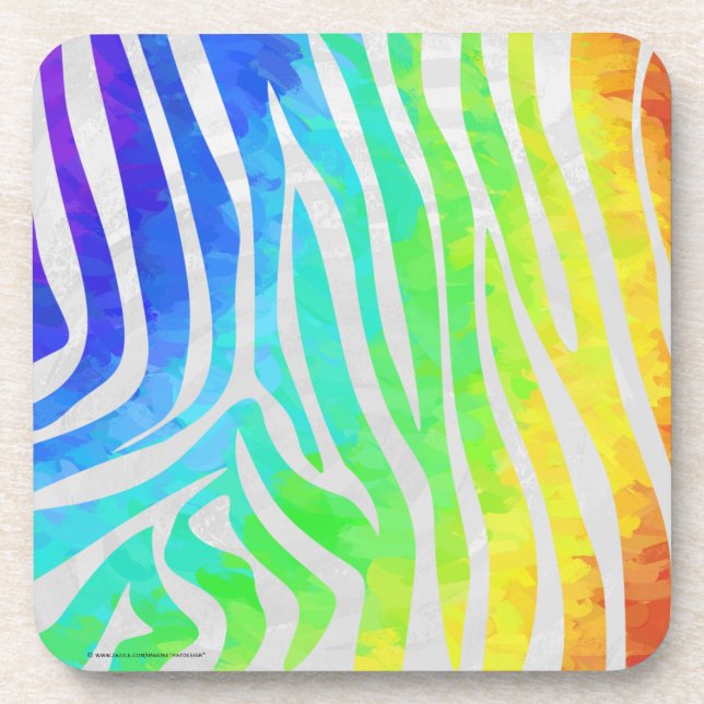 Zebra Rainbow und White Print Untersetzer (Vorderseite)