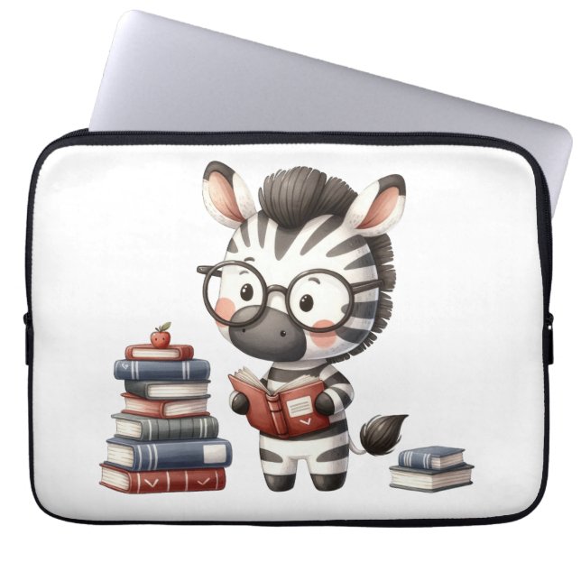 Zebra Reading Bücher. Laptopschutzhülle (Vorderseite)