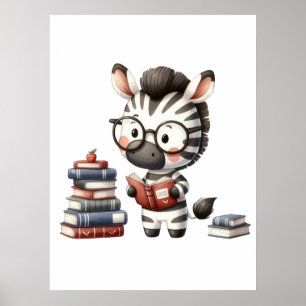 Zebra Reading Bücher. Poster