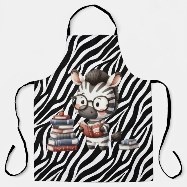Zebra Reading Bücher. Schürze (Vorderseite)