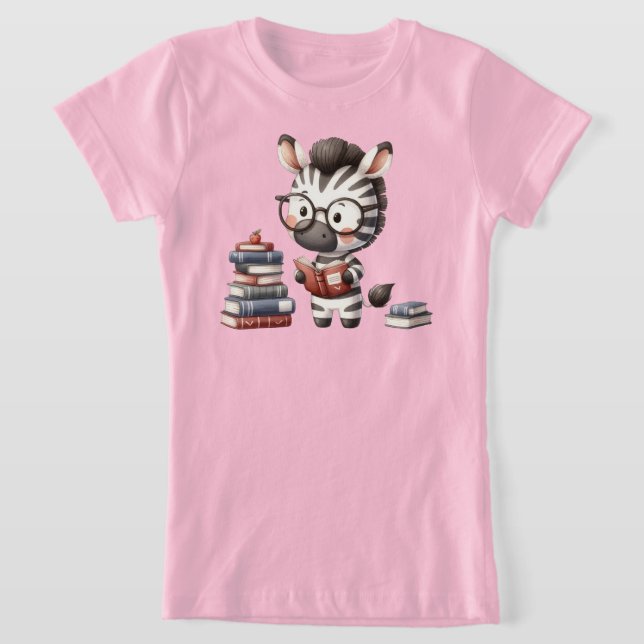 Zebra Reading Bücher. T-Shirt (Ablage )