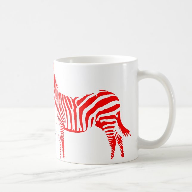 Zebra Red Silhouette Tasse oder Travel Mug (Rechts)