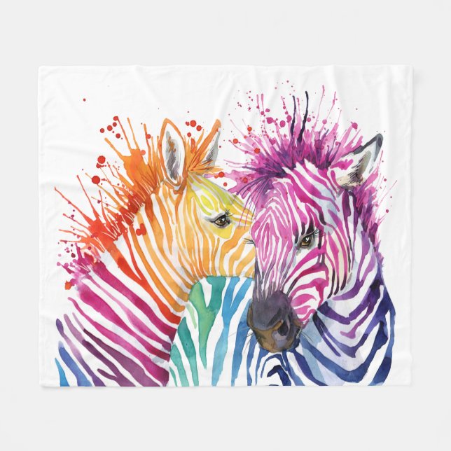 Zebra-Regenbogen-Decke Fleecedecke (Vorderseite (Horizontal))