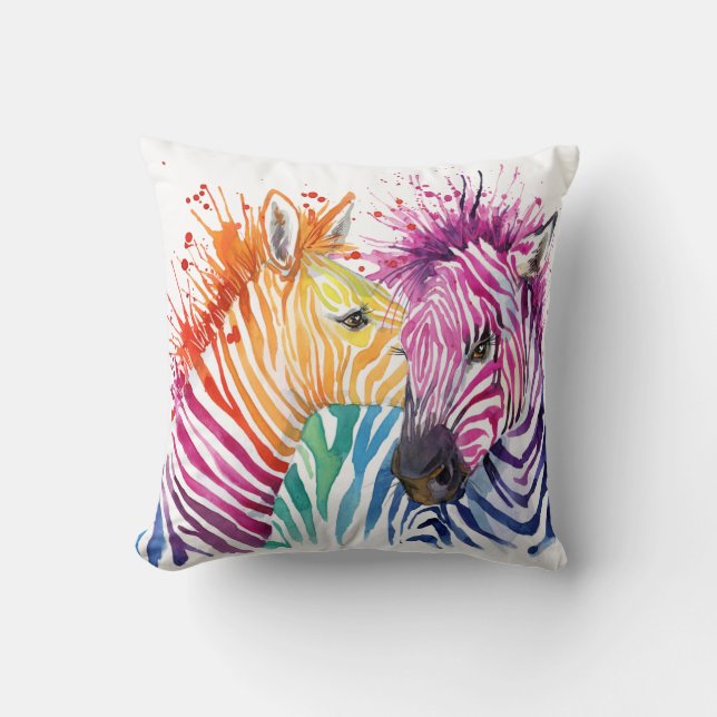 Zebra-Regenbogen-Kissen Kissen (Vorderseite)
