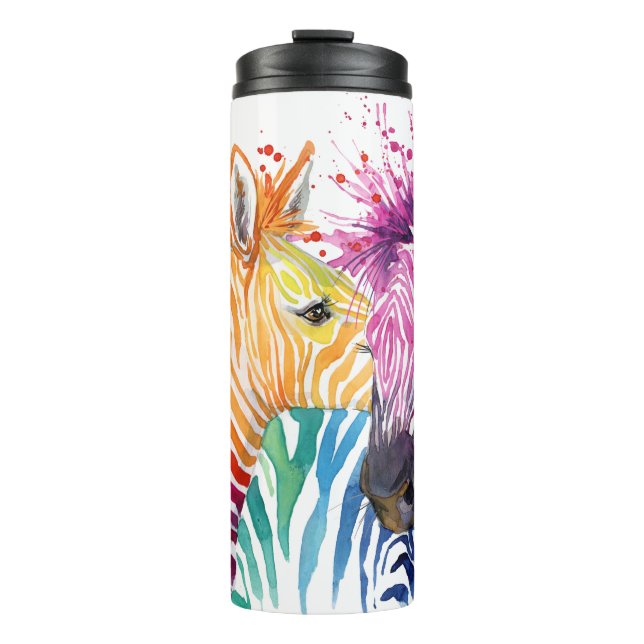 Zebra-Regenbogen-Thermaltrommel Thermosbecher (Vorderseite)