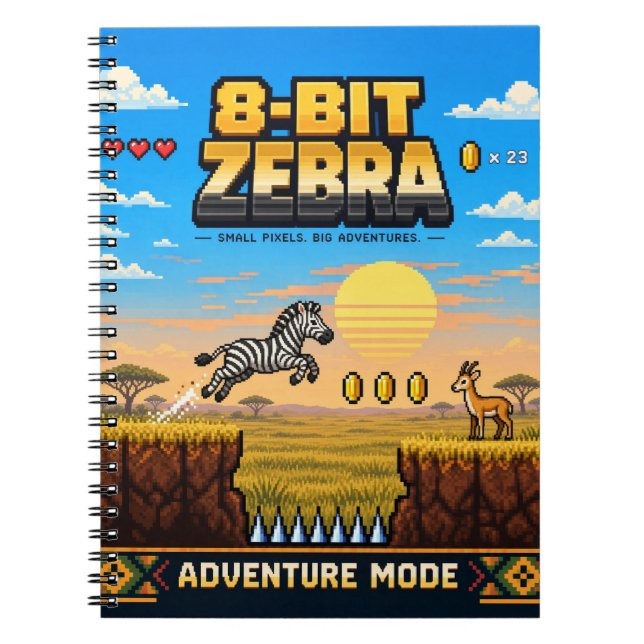 Zebra, Retro-8-Bit-Pixelkunst Notizblock (Vorderseite)