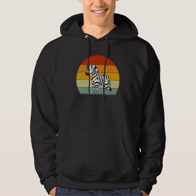 Zebra Retro-Stil Vintage Hoodie (Vorderseite)