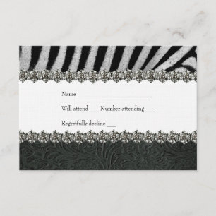 Zebra Rhinestone en cuir noir RSVP