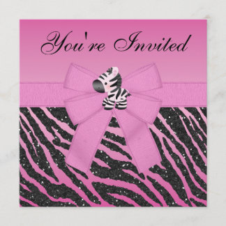 Zebra, rosa kleine Kuchen u. Einladung
