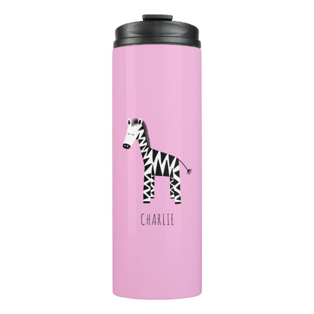 Zebra Rosa Thermosbecher (Vorderseite)