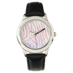Zebra Rosa und Weiß Armbanduhr