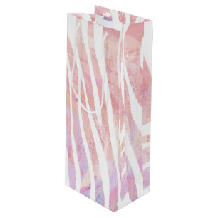 Zebra Rosa und Weiß Geschenktüte Für Weinflaschen