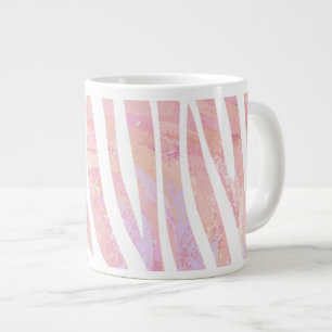 Zebra Rosa und Weiß Jumbo-Tasse