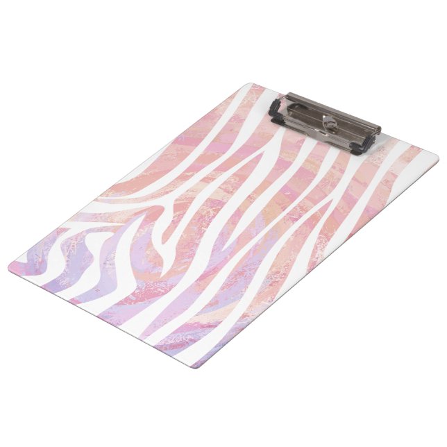 Zebra Rosa und Weiß Klemmbrett (Schrägansicht)