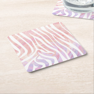 Zebra Rosa und Weiß Rechteckiger Pappuntersetzer