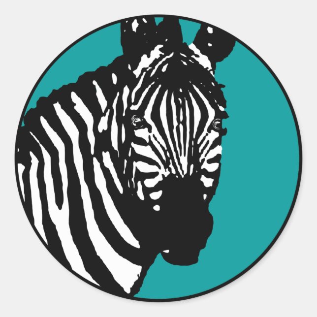 Zebra. Runder Aufkleber (Vorderseite)