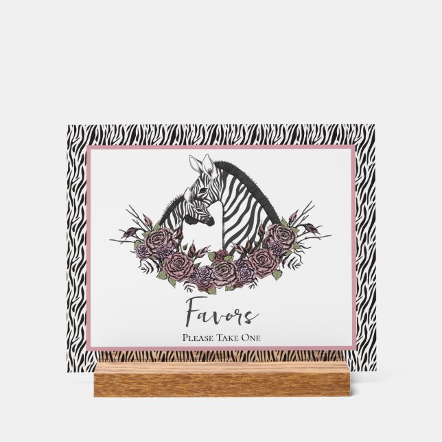 Zebra Safari Favors Please Take One Baby Shower Acrylschild (Vorderseite)