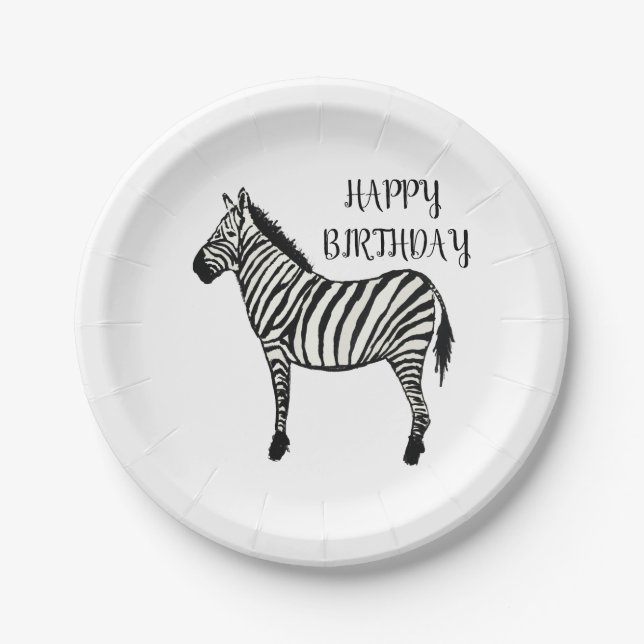 Zebra Safari Happy Birthday Party Teller (Vorderseite)