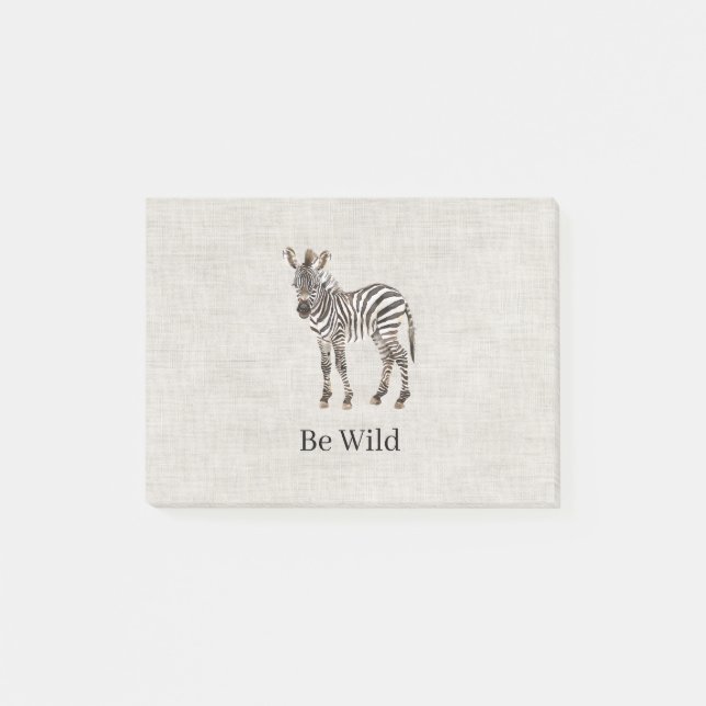 Zebra-Safari-Tier-Faux-Lineneffekt Post-it Klebezettel (Vorderseite)