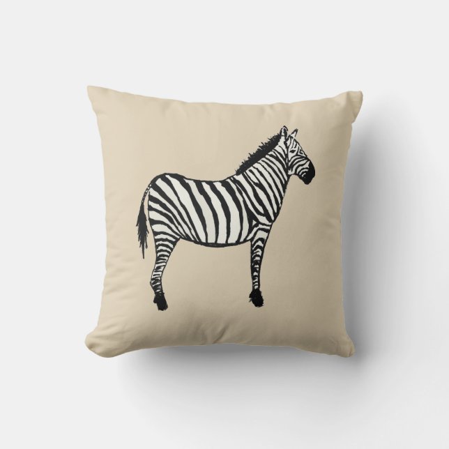 Zebra Safari Tiermalerei beige Kissen Kissen (Vorderseite)