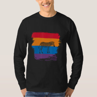Zebra-Schatten-Silhouette mit farbenfroher Flagge T-Shirt