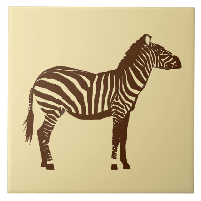 Zebra - Schokolade Brown und Camel Tan Fliese (Vorderseite)