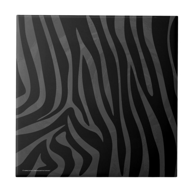 Zebra-Schwarz-Grau-Print Fliese (Vorderseite)