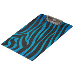 Zebra Schwarz und Blau mit Monogramm Klemmbrett