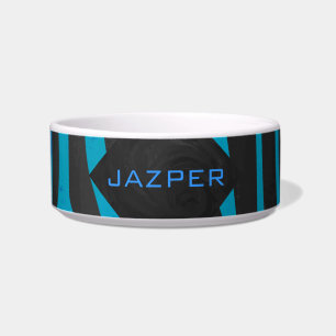 Zebra Schwarz und Blau mit Monogramm Napf